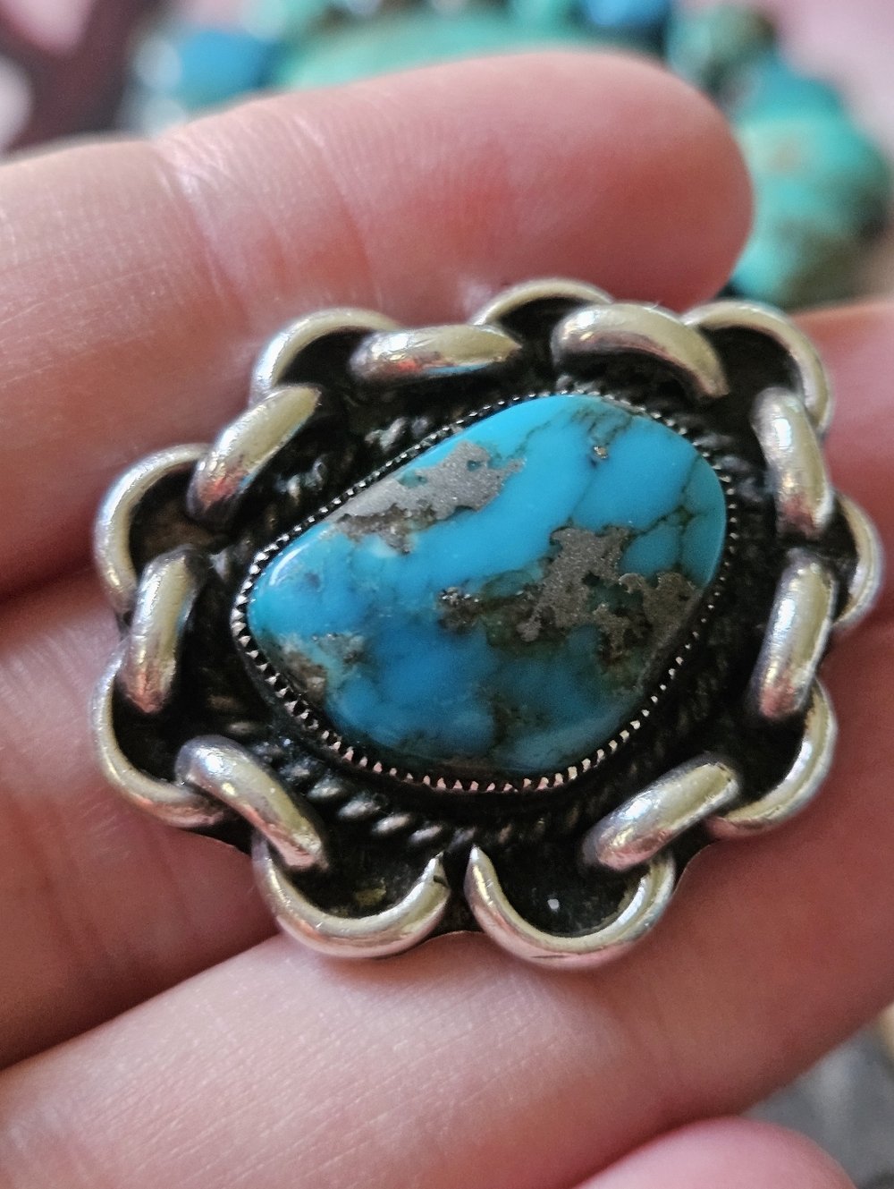 Navajo Turquoise Sterling Silver Ring - Picture 5 of 5